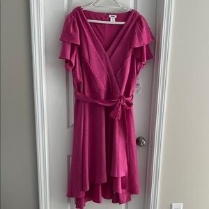 DKNY Fuchsia Wrap-Style Ruffle Dress Plus size 22/ new with tags